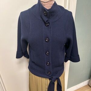 Plenty by Tracy Reese Navy Blue Knit tie front Wool Cardigan jacket S
